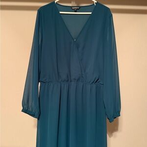 Express Deep Teal Long Sleeve Dress
